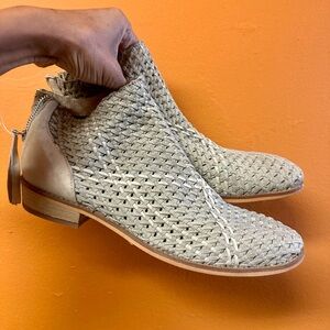 Rebels Beige Woven Ankle Boots